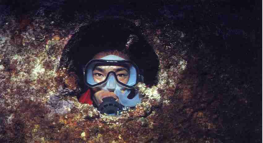 Diver Looking Through Porthole