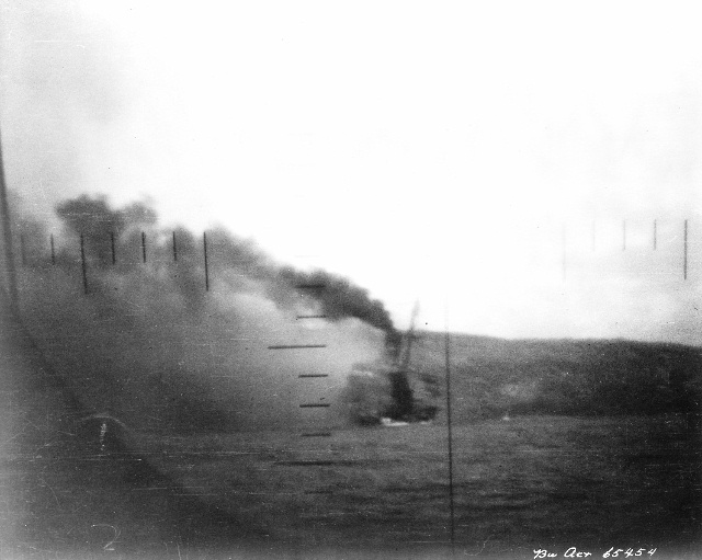 Ship trying to steam away after torpedo hit