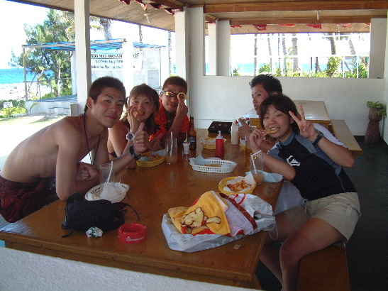 Divers at the Bay Breeze restaurant